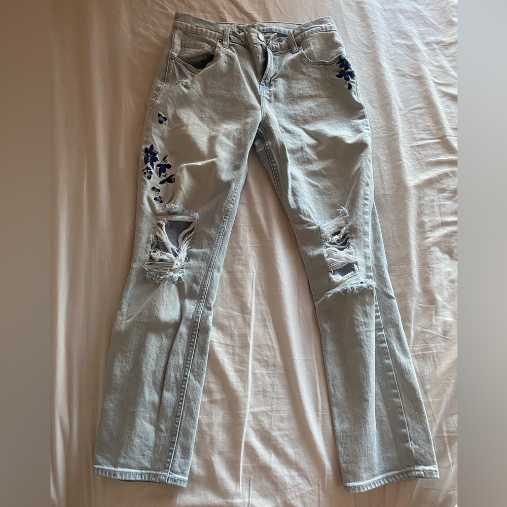 Flower Embroidered Jeans